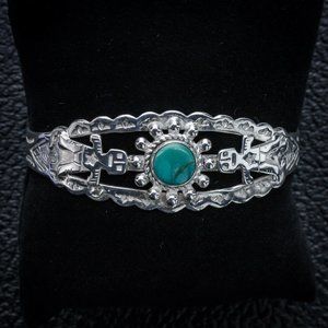 Sterling Silver Kachina Turquoise Cuff Bracelet